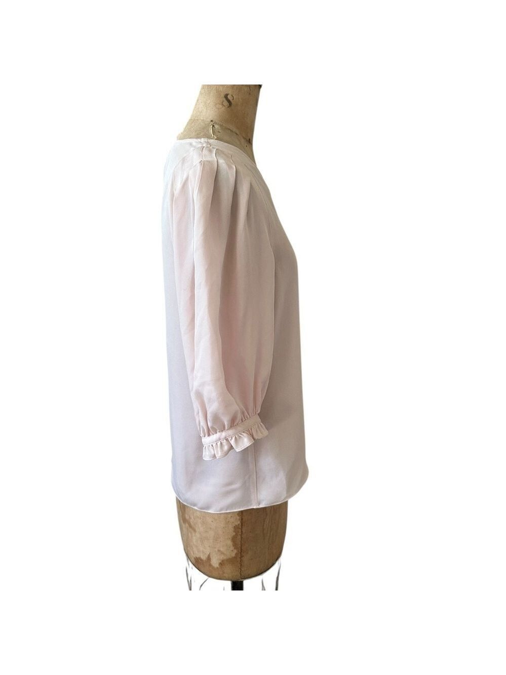 Rebecca Taylor Elegant Women's Blush Pink V-Neck Silk Top Size 6 Feminine Girly - Picture 4 of 7